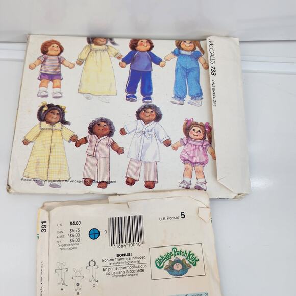 Lot 3 Butterick McCall Sewing Pattern Cabbage Patch Dolls Clothes Costume Craft - Picture 5 of 7